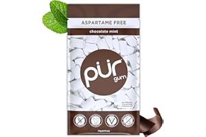 PUR Gum | Chewing-Gum Sans Sucre | 100% Xylitol | Végétalien, Sans Aspartame et Sans Gluten | Gum Naturel Au Goût De Chocolate Mint, 55 Pièces (Lot De 1)