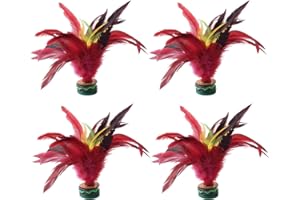 Hehglng 4Pcs Colorful Badminton Kick Shuttlecock Fadeless Feathers Chinese Shuttlecock Adults, Chinese Jianzi Foot Feather Sports Toy for Indoor and Outdoor Sports(20cm)