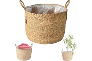 SANGOGO Panier Osier pour Plantes，Grand Potde Fleurs Tressé en Rotin,Cache Pot Intérieur Moderne et Pratique,Panier à Plantes en Osier Naturel - Décoration Maison et Rangement Élégant - Diamètre (S)