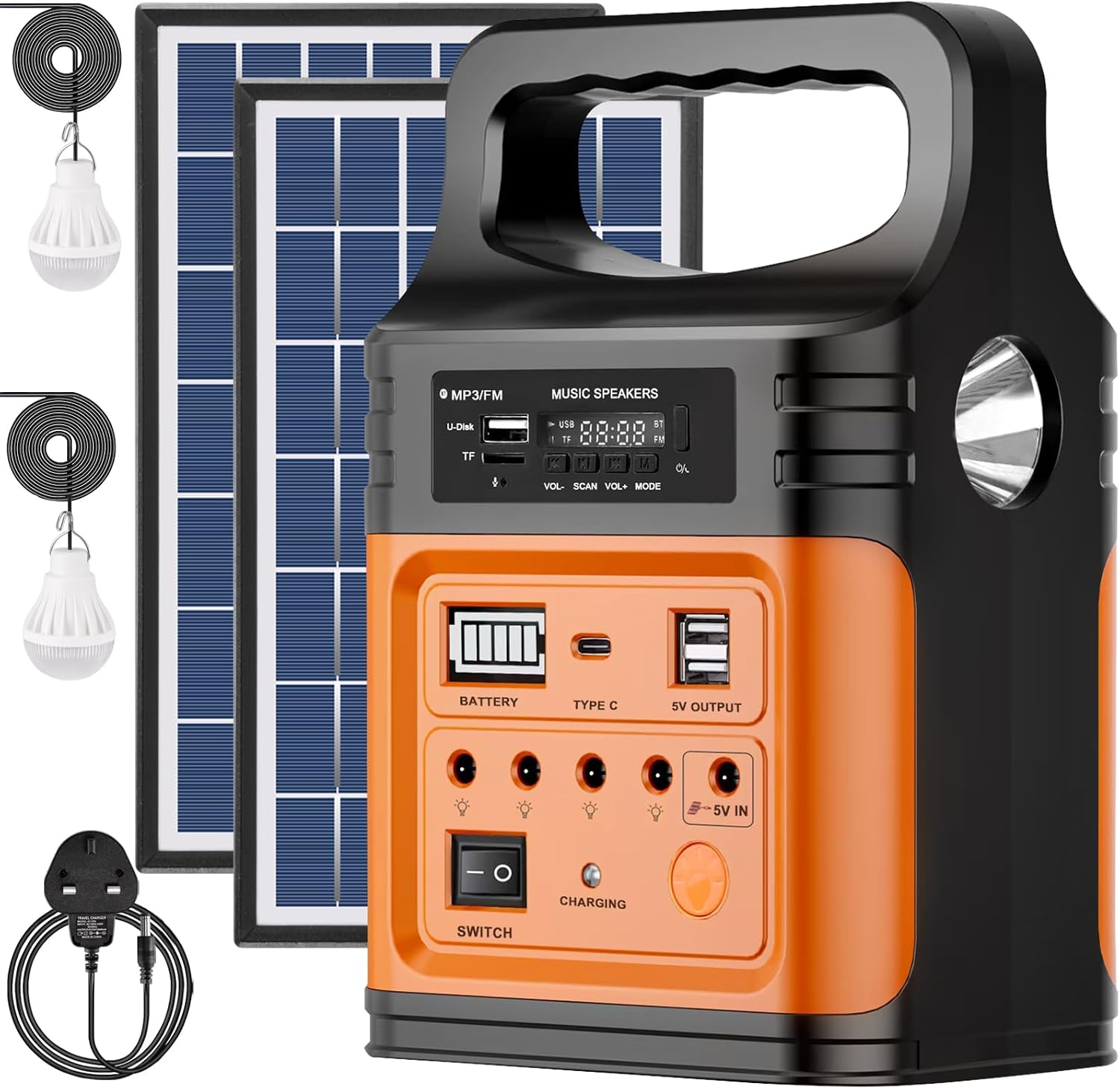 VCLPOWER 20000mAh DC Power Bank Station with Solar Panels,12V/9V Type-C Output Fast Charging Portable Power Station for Home Emergency Outdoor Camping