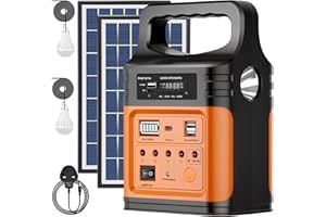 Upgrade-Vclpower 20000mAh DC Power Bank Station with Solar Panels,12V/9V Output Fast Charging Portable Power Station for Home Emergency Outdoor Camping(Oranger)