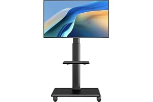 Universell mobilt TV-stativ med hjul - kraftig rullvagn för 27-65 tums TV-apparater (LCD/LED/OLED), stöder 400x400 mm, perfek