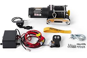 KANGAROO WINCH Elektrische Seilwinde 12V - 3000 LBS / 1361 kg Zugkraft - Ideal für ATV, Quad und Offroad Einsätze - Robuste Konstruktion - Inklusive Synthetikseil und Funkfernbedienung (K3000SR)