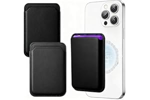 JEYORZY 2 Stück Magnetisches Handy Wallet, PU Leder Card Holder, rutschfestem Silikon und magnetischem Kartenhalter, RFID-Schutz, Magnetische Geldbörse für iPhone, RFID-Kreditkartenhülle, Schwarz