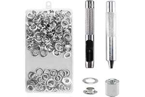KOSHIFU 100 Ösen Set Ösenzange Ösen 12mm (1/2 Zoll) Tülle Planenösen Rostfrei Grommet Werkzeug Kit mit Aufbewahrungsbox für Stoff Leder Planen Markisen Zelte Tasche Schuhe