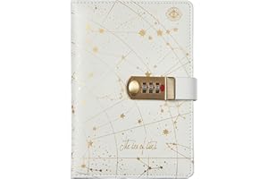 NectaRoy A5 Travel Journal with Lock(The Sea of Star), PU Leather Password Notebook, Lockable Diary Planner Agenda for Office School Supplies Student Stationery Birthday Gift, 215x145mm