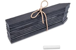 Navaris Set de 10 marcadores para Plantas de Pizarra M - Etiquetas de 20 x 3 cm para Plantas Hierbas Verduras Flores - letreros de Pizarra con Tiza