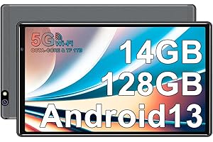 FACETEL Tablet 10 Pollici Tablet Android 13 Tablets PC con 2.4G + 5G WiFi, Octa-Core 2.0 Ghz | 14GB + 128GB TF 1TB | 8000mAh | IPS FHD | Doppia Fotocamera | Bluetooth 5.0, Tablet con Custodia - Grey