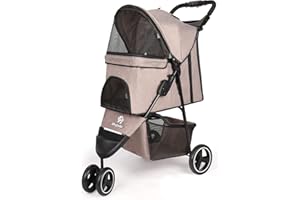 Wedyvko Pet Stroller for Small Dogs Medium Dogs 15kg, Dog Pram Ultra Light - only 5.4 kg, Dog Stroller Pet Pram with 3 Wheel Foldable/Storage Basket/Cup Holder