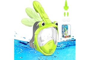 URMAXS Mascara Buceo Niño,Mascara Buceo Snorkel Niños,Gafas Snorkel Niño con Diseño Panorámico Antivaho e Impermeable de 180,con Tapones Impermeables para Los Oídos,Respira Tranqu