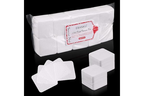 EBANKU 1000 Pièces Lingettes Coton Ongles Gel Vernis Remover Wipes Lingettes Non Pelucheux Ongles Tampon Colle Bouteille Nail Art Cils Lingette Bouteille Outil