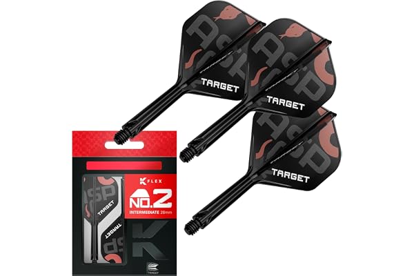Target Darts Nathan Aspinall K Flex Flights et système de Manche, No.2 | Pack de 3 Accessoires de fléchettes Kflex All in One Flights | Potence de fléchette K-Flex Court/Intermédiaire/Moyenne