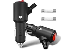 Leloco 2 Stück KFZ Universal 12V Zigarettenanzünder Stecker, 12V-24V Sicherheits-Universalstecker Normstecker mit LED-Schalter und 2 Stück 15A Sicherung für Auto LKW PKW Motorrad Navi usw