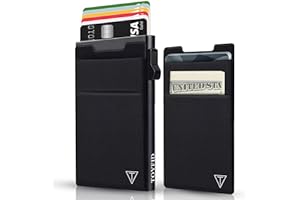 TOYFID Pop up Credit Card Wallet for Men-Metal Slim Minimalist Cards Holder with Money Pocket-RFID Blocking&Ultralight 6075 Aviation Aluminum Wallet-Automtic Card Case Wallet