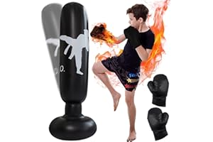 PRITOK Sacco da boxe in piedi per bambini: 160 cm, gonfiabile, con guantoni da boxe, per bambini e adulti, per praticare karate, taekwondo
