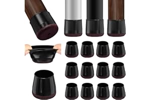 BAIPOK 28Pcs Chair Leg Floor Protectors, Round Chair Feet Cover for Hardwood Floors, Silicon Floor Protectors for Chairs, No Scratches and No Noise, Black(15-22mm)