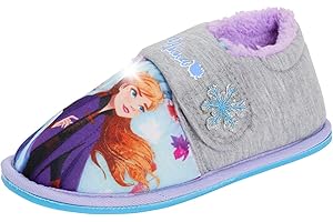 Disney Frozen 2 Girls Slippers Elsa Anna Kids Faux Fur Fleece Lined House Shoes