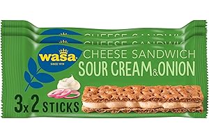 ‎WASA Wasa Sandwich Sour Cream & Onion – Knäckebrot-Sandwich mit veganer Sauerrahm-Zwiebel-Füllung – 8er Pack (8 x 99 g)
