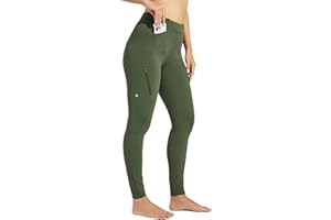 WILLIT Pantalon d'équitation d'hiver doublé en polaire pour femme - Collants en silicone - Collants d'équitation thermiques avec poches et passants de ceinture