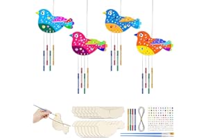 MARURY 8 Pièces 3D Birds Wooden Wind Chimes Set, Kids Handmade Activities DIY Creative Leisure, Suitable for Boys and Girls