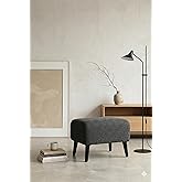 CoArt Home Minimalist İskandinav Tarz Puf, Antrasit Gri, 48x40x38 cm, Keten Kumaş, Ahşap Ayaklı, Dikd&ouml;rtgen