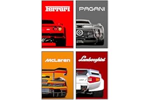 SHUNXI Póster en lienzo para pared, póster de Ferrari Lamborghini McLaren Pagani para hombre, cueva, habitación de niños, decoración estética, moderno coche deportivo clásico (8 x 12 pulgadas, sin marco,