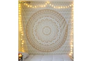 D-SYANA8 Bohemio Mandala Estera de Yoga, Tapiz Toalla de Playa, Manta Indio Colgar en Pared Tapicería Arte Retro Tela decoración para el hogar Yellow 200x150cm