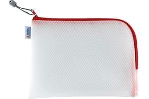 HERMA 20008 Kosmetyczka A5 z Zamkiem Błyskawicznym, Przezroczysta, Czerwona, Mała, Zamykana Kieszeń, Kosmetyki