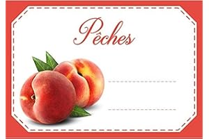 Lot d'étiquettes autocollantes pour confiture, faciles à décoller, adhésives, idéales pour l'étiquetage de vos pots de confitures et bocaux fait maison - Mon Bio Jardin (30x Pêche - A8)