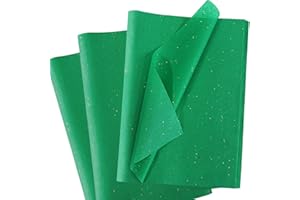 MAMUNU Lot de 60 feuilles de papier de soie vert à paillettes pour sacs cadeaux - Papier de bricolage vert avec film métallique brillant - Pour anniversaires, Noël - 50 x 35 cm