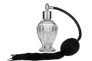 THE ESSENTIAL ATOMIZER COMPANY Divo Perfume Atomizer, 46ml, Refillable Glass Bottle. with Black Tassel Spray and Silver Fitting. Gift Box and Funnel Included