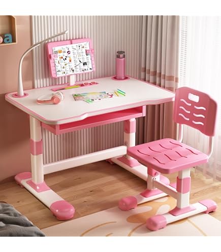 Kinderbureau met bureaustoel - Wit/Roze