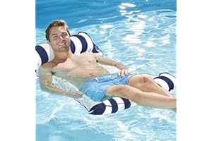 7WUNDERBAR Inflable Hamaca de Agua colchón de Aire Hamaca colchones Piscina Plegable Cama Flotante sofá de Agua Piscina salón colchón de baño Cama Flotante para Adultos (Azul Oscuro)