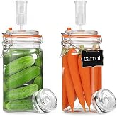 Rlssaki 2 Pieces Fermentation Jars with Air Closure, 1000 ml | Fermenter with Weights, Glass Jars with Airtight Lid, Transpar