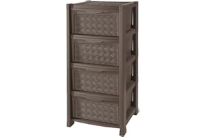 KREHER TONTARELLI 4 Cassetti Colore Cassettiera Arianna wengè 4c Riordino e Lavanderia, Polipropilene, Marrone, Tamaño