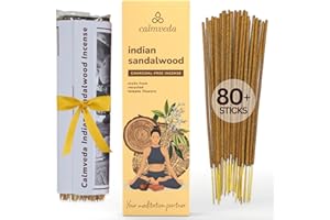 CALMVEDA Indian Sandalwood Incense Stick - (80 Sticks) Charcoal Free Incense Made from Upcycled Flowers | All Natural Incense Non Toxic | Meditation Stress Relief Incense