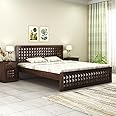 SONA ART & CRAFTS Sheesham Wood Queen Size Bed Without Storage Solid Wooden Cot Bed Double Bed Furniture for Bedroom Living Room Home - (Walnut Finish) Queen_Dimond (Assembly Included)