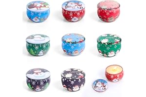 Gxhong 8 Stück Weihnachtskerze Dose, Leere Kerzen Container, Kerze Dosen, Kerze Blechdosen mit Deckel, Weihnachtsgeschenkverpackung für Gewürze, Tee, Süßigkeiten, die Kerzenherstellung, DIY Kerzen