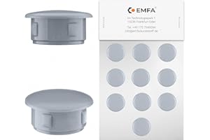 ‎EMFA EMFA Abdeckstopfen für Bohrung Durchmesser 10 mm Grau RAL 7040 Blindstopfen Abdeckkappen Endkappen Verschlusskappen 25 Stück Kopfdurchmesser 13 mm, Borloch 1 cm