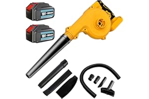 RONTALY Cordless Leaf Blower with 2X 5000mAh Battery and Charger, 3.06m ³/ Min Battery Leaf Blower with 2 Section Tubes, 20v Electric Garden Leaf Blower for Dust, Snow Debris,Yard, Work Around The House