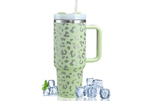 TAOQFUNNY Travel Mug 40oz Thermos Coffee Cup 304/201 Stainless Steel Thermal Mug Leakproof Tumbler Easy to Carry Compatible Car Cup Holder with Straw BPA Free Easy-Clean Lid for Car/Outdoor/Picnic/Office/School