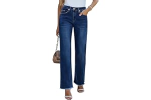 Roskiky Jeans da donna a vita alta, elasticizzati, in denim largo, casual, da donna