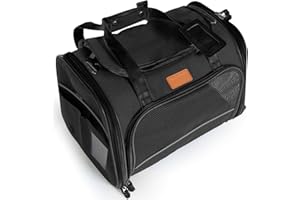 PETPROVED Trasportino per Cani Trasportino Gatto Grande Morbido Auto Taglia Piccola Media Gatto Cane Morbido Borsa Per Cani Coniglio (M Nero)