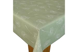 Karina Home Megan Wipe Clean Tablecloth Vinyl PVC (Sage Green, 180cm x 140cm)