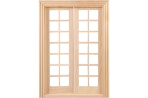 Milisten Mobili in miniatura 1:12 porta in legno in miniatura porta esterna in legno finestra 28 pannelli mini porta in legno non finito modello mobili per fai da te casa delle bambole accessori foto