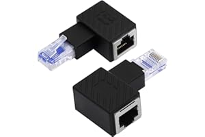 YACSEJAO Adattatore Ethernet RJ45 Cat5e / Cat6 ， 2Pack 90 gradi Ethernet RJ45 / 8P8C Supporto adattatore ad angolo retto maschio-femmina Cat6 / Cat5e （Sinistra）