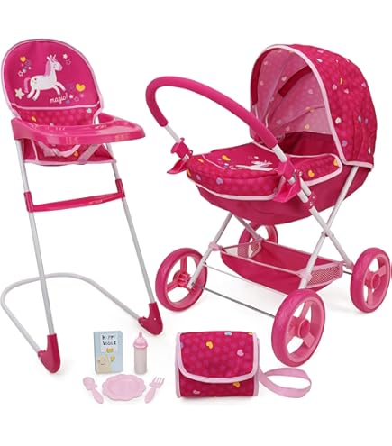 Carrito Bebe Juguetes Set Cochecito Silla Alta Para Muñecas
