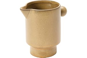 Creative Co-Op Stoneware Pitcher, Yellow Brown, 16 Ounces