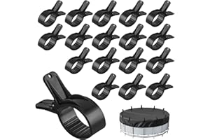 SHUNFAJI Lot de 18 serre joints pour bâche de piscine, Pinces à grande envergure, Pince à ressort forte pour couverture de piscine, accessoires de piscine, Clips pour bâche de protection (Noir, Petit x 18)