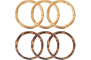 Saijer - Mango redondo de bambú, 6 piezas de moda, mini asas de bambú, accesorios de asa de bolso, pulsera para manualidades, bolsos, accesorios (color madera, marrón)